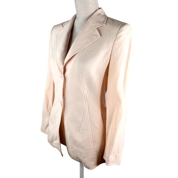 Vintage Louis Feraud Womens 2 Piece Suit Pantsuit Peach Pockets F36 XS US4 - Picture 3 of 15